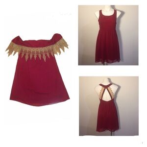 Lot of 2 Game Day Dresses Alma Mater Collection Maroon Gold Crochet Small